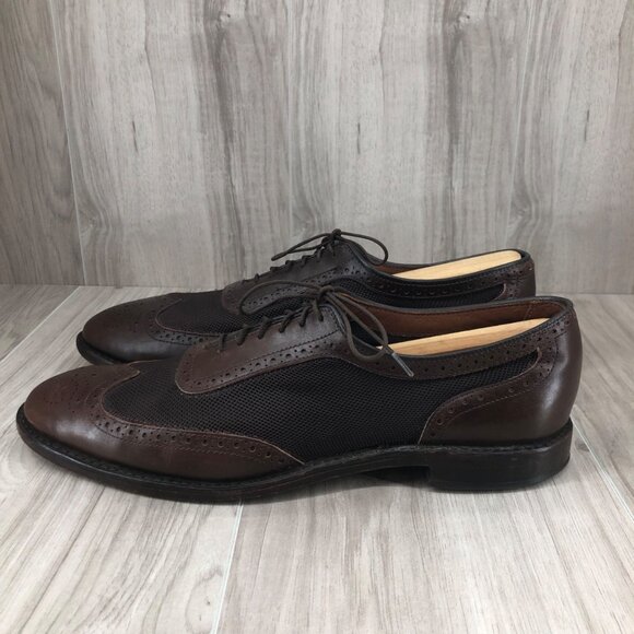 Allen Edmonds Shoes Mens 10D Strawfut Brown Leather Mesh Lace Up Oxfords main image 8